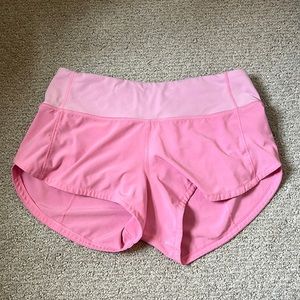 Pink lululemon speed up shorts